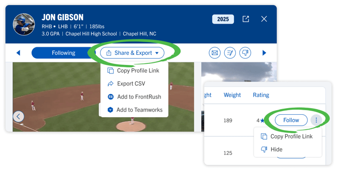 Athlete Profile Sharing - Combo Screen